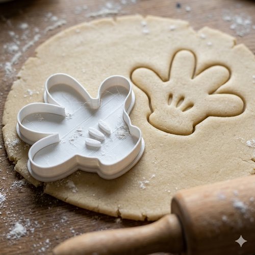 Emporte-piece main de mickey 8 cm - moule a biscuits artisanal noir