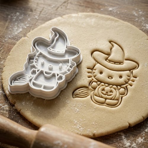 Emporte-pièce hello kitty sorcière halloween - moule biscuit 8 cm
