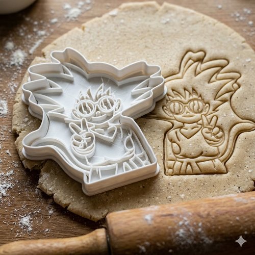 Emporte-pièce manga guerrier à lunettes 8 cm - moule biscuit artisanal