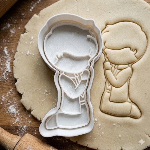 Emporte-pièce petit garçon en prière 8 cm - moule à biscuit artisanal