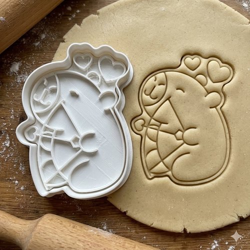 Emporte-piece capybara cupidon 8 cm - moule biscuit saint-valentin