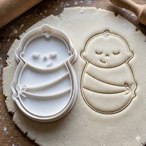 Emporte-piece bebe emmaillote 8 cm - moule biscuit baby shower