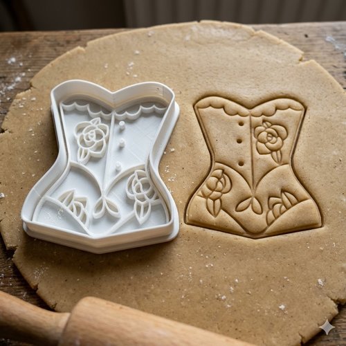 Emporte-piece corset fleuri 8 cm - moule a biscuit artisanal