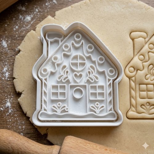 Emporte-pièce maison de noël - moule à biscuit artisanal 8 cm