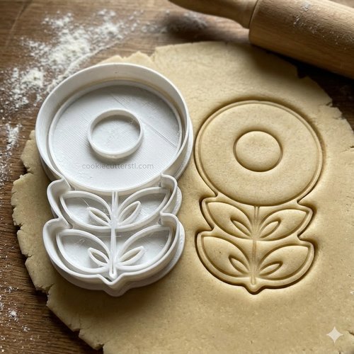 Emporte-piece fleur retro 8 cm - moule a biscuits artisanal noir