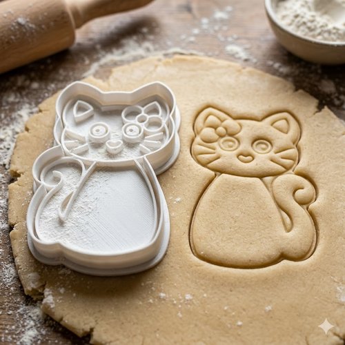 Emporte-pièce chat kawaii 8 cm - moule à biscuit artisanal noir