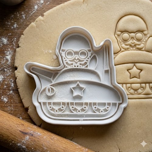 Emporte-piece char de combat 8cm - moule a biscuit militaire