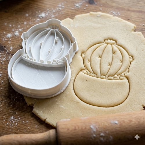 Emporte-piece cactus en pot 8 cm - moule a biscuit artisanal noir
