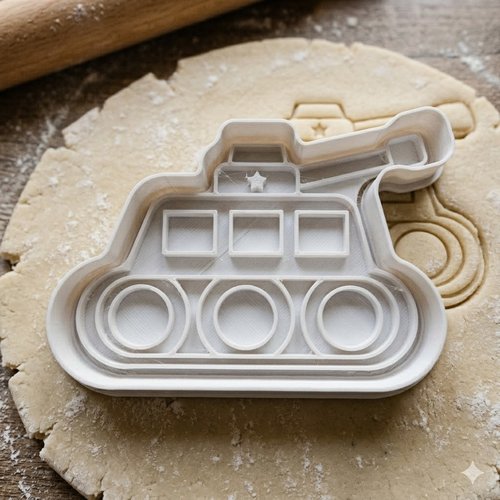 Emporte-piece tank 8 cm - moule a biscuit militaire artisanal