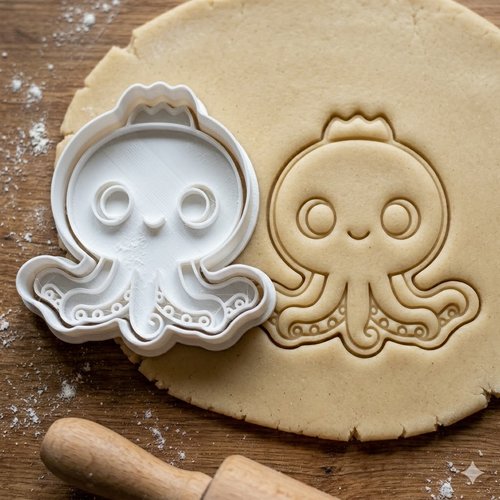 Emporte-piece poulpe mignon 8 cm pour biscuits et pate a sucre