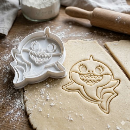 Emporte-pièce requin bébé 8 cm - moule à biscuit artisanal noir