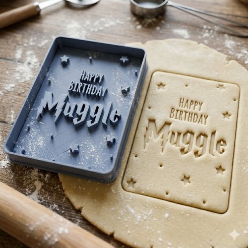 Emporte-pièce happy birthday muggle - moule à biscuits harry potter 8cm