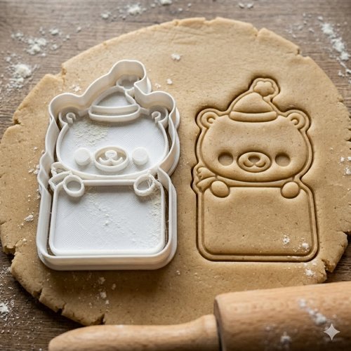 Emporte-pièce ours bonnet de noël 8 cm - moule biscuit artisanal