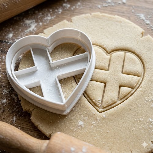 Emporte-piece coeur avec motif interne 8 cm - moule biscuit artisanal