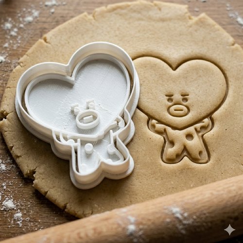 Emporte-piece coeur tata bt21 8cm - moule biscuit artisanal