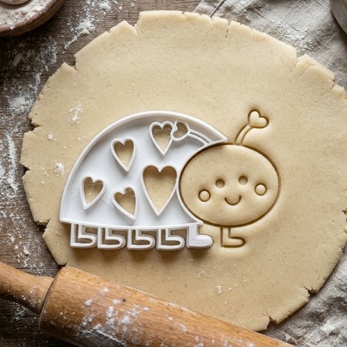 Emporte-piece coccinelle coeurs 8 cm - moule a biscuits artisanal