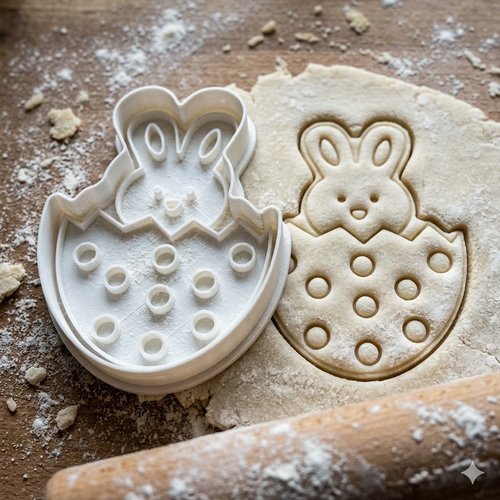 Emporte-piece lapin de paques dans son oeuf - moule patisserie 8 cm