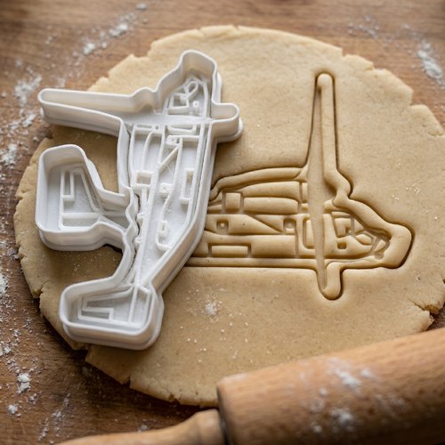 Emporte-pièce avion hélicoptère pour biscuits 8 cm