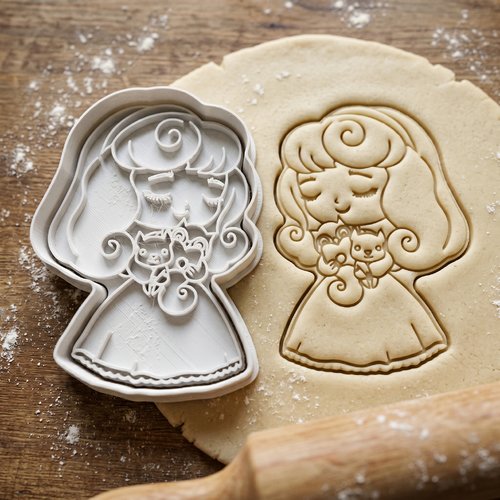 Emporte-pièce fille et chat 8cm moule biscuit artisanal