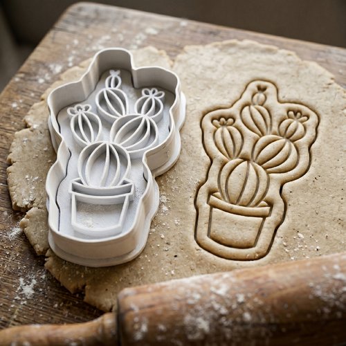 Emporte-piece cactus en pot 8 cm artisanal