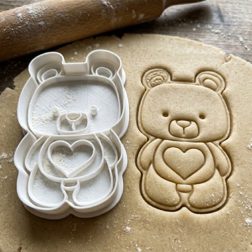 Emporte-piece ourson coeur 8cm, moule patisserie artisanal noir