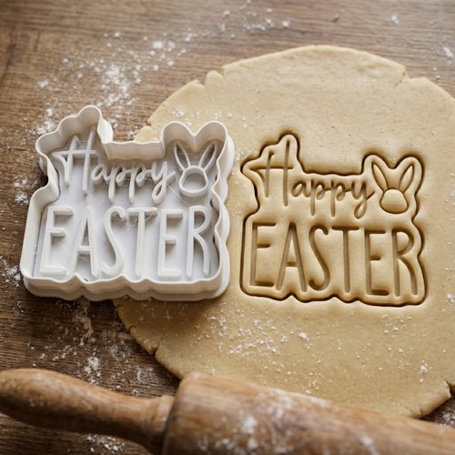 Emporte-pièce happy easter pâques lapin 8cm moule pâtisserie