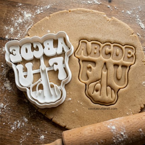 Emporte-piece abcde f u doigt d'honneur - biscuit humour