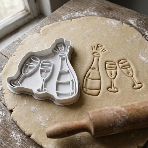 Emporte-pièce bouteille champagne et flûtes 8cm