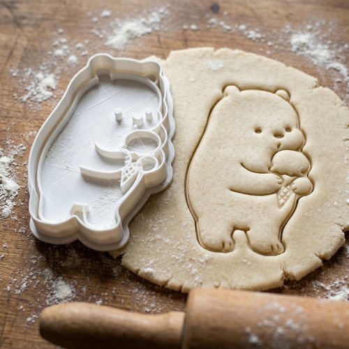 Emporte-piece ours avec glace artisanal 8 cm