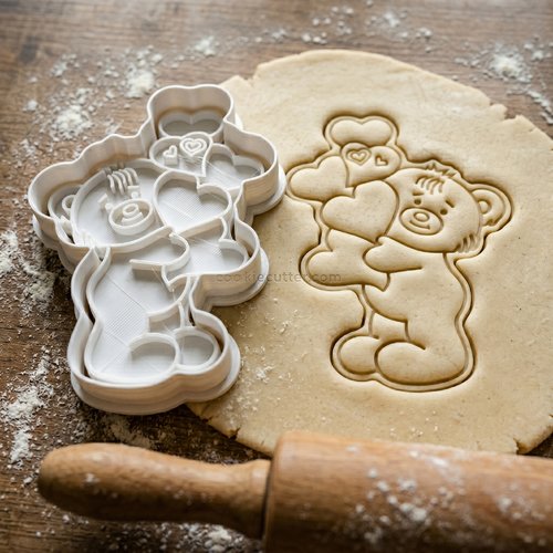 Emporte-pièce ours et coeurs 8cm moule biscuit pâtisserie