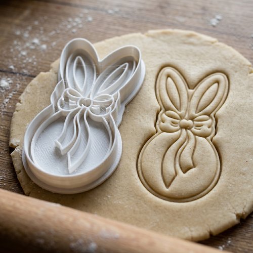 Emporte-pièce lapin avec nœud 8cm, moule artisanal
