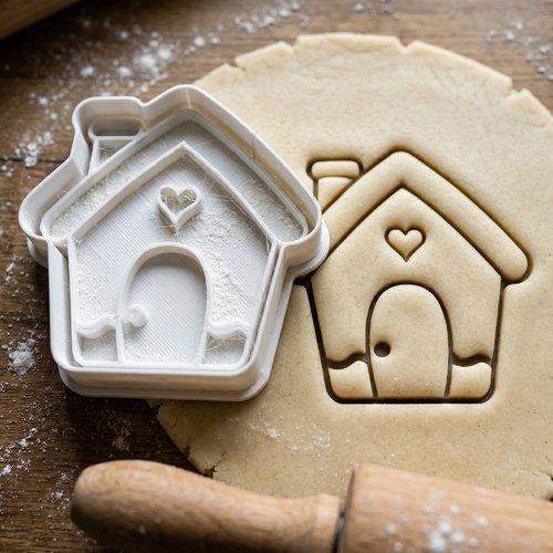 Emporte-piece maison avec coeur 8cm noir - moule biscuits