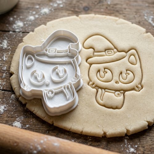 Emporte-pièce chat sorcière halloween 8 cm