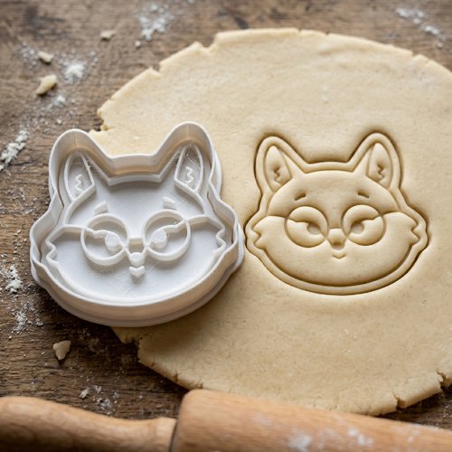 Emporte-piece chat a lunettes 8cm biscuit artisanal
