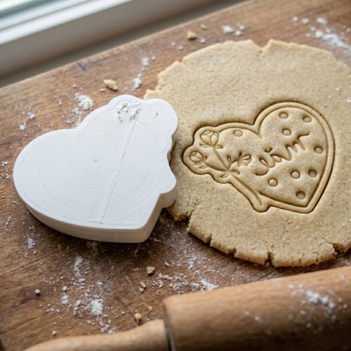 Emporte-pièce coeur floral - moule à biscuit artisanal 8 cm noir