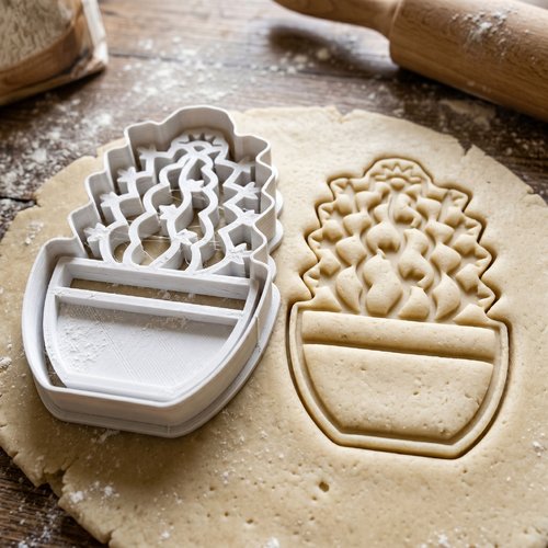 Emporte-piece cactus en pot 8cm - moule biscuit artisanal