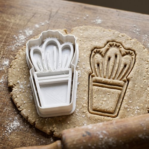 Emporte-pièce cactus en pot 8 cm - moule biscuits artisanal