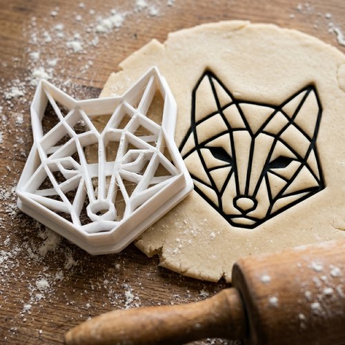 Emporte-pièce renard géométrique 8 cm - moule biscuit artisanal noir