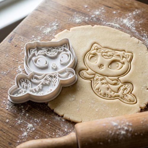 Emporte-pièce chat sirène - moule à biscuits artisanal 8 cm