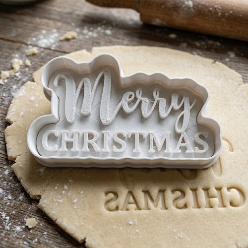 Emporte-pièce merry christmas 8 cm - moule biscuit de noël artisanal