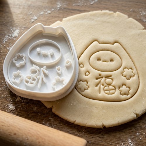 Emporte-pièce daruma chat chanceux - moule biscuit japonais 8cm