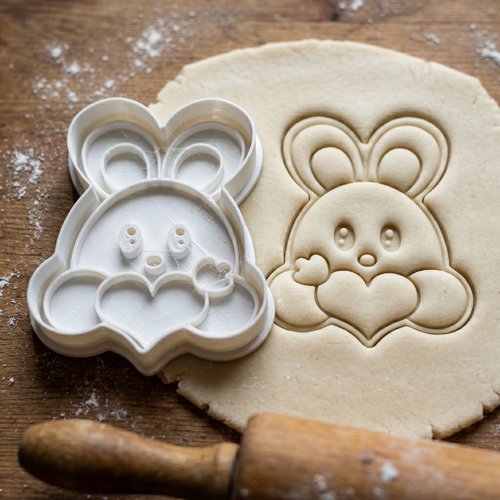 Emporte-pièce lapin coeur 8cm - moule à biscuit artisanal pâtisserie