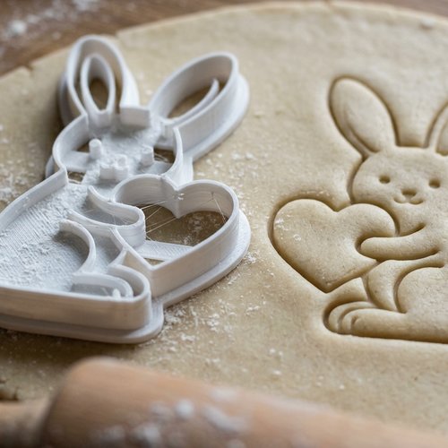 Emporte-pièce lapin avec cœur 8 cm - moule à biscuits artisanal