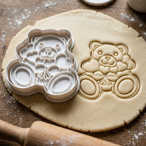 Emporte-pièce ours et cœurs - moule biscuit pâtisserie 8 cm