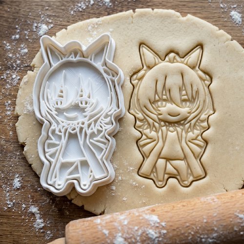 Emporte-pièce fille chat manga, découpoir biscuit et pâtisserie 8cm