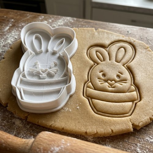 Emporte-pièce lapin panier - moule biscuits pâques 8 cm