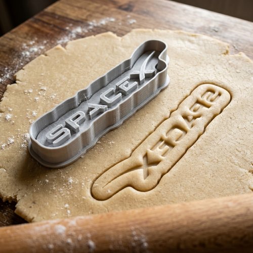 Emporte-pièce spacex logo 8 cm - moule biscuit pâtisserie