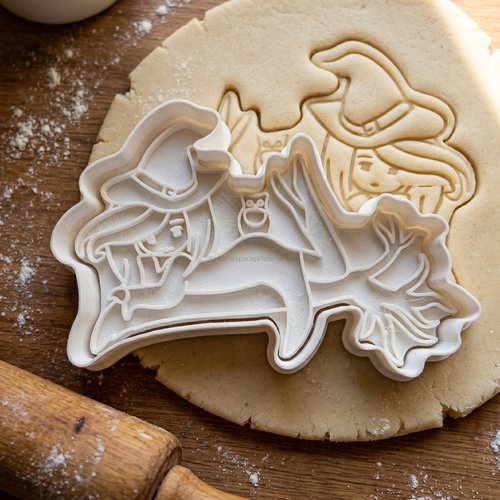 Emporte-pièce sorcière sur balai 8cm - moule biscuit halloween