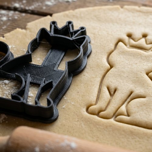 Emporte-pièce chat couronné 8 cm - moule biscuit artisanal
