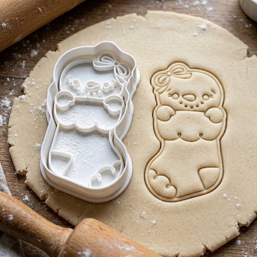 Emporte-pièce chaussette de noël bonhomme 8cm